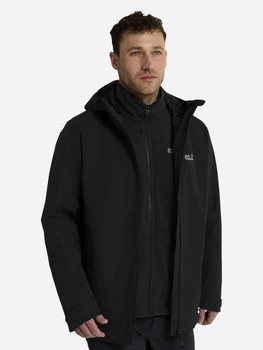 Куртка демисезонная с капюшоном мужская Jack Wolfskin Stonetrail 3In1 Jkt M A66291-6000 S Черная (4064886752916)