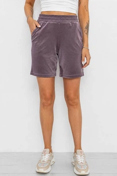 Шорты женские однотонные велюровые, цвет сливовый, XL-XXL, 257R605