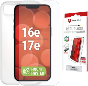 Защитный набор Displex Screen Protector (2D) + Case with Mount Master для Apple iPhone 16e/17e Transparent (4028778127374)