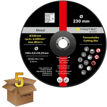 Круг отрезной по металлу Trotec 230х22.23х3.2 (5 шт) (6225001211)