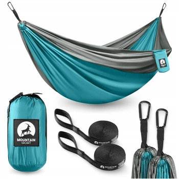 Туристический гамак Mountain Goat 300 x 200 см двухместный, подвесной Grey/Turquoise (P-5905973407977)