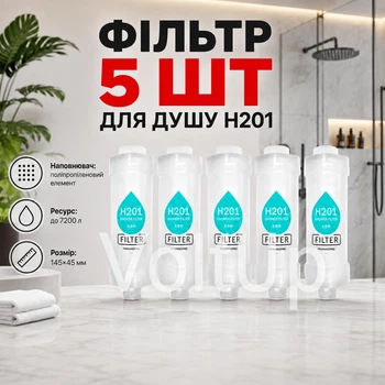 Фільтр-насадка для душу H201 Fragrance Free набір 5 шт, очищення води для шкіри та волосся, без ароматизатора