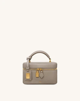 Стильна сумка jw pei cleo box shape top handle bag — taupe
