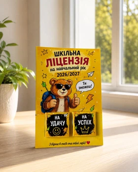 Открытка с шоколадом 1 сентября Школьная лицензия (черный шоколад)