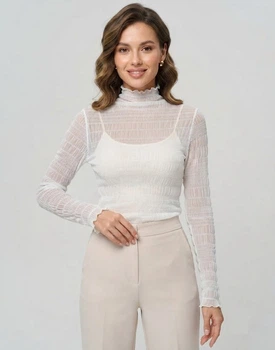 Жіноча прозора кофтинка-сітка з ефектом «жатка» Honey Fashion Accessories S/М білий (10-143)