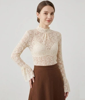 Ажурна кофтинка з довгим розкльошеним рукавом Honey Fashion Accessories XS/S молочний (10-146)