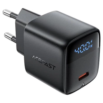 Адаптер сетевой AceFast GaN charger USB-C with digital display A135 |1Type-C, 40W/3A, PD/QC| 5259612
