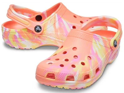 Дитячі крокси Crocs Kids' Classic Marbled Clog Papaya/Multi (35, кораловий)