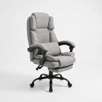Кресло компьютерное FC-117 DEXON ELITE из ткани, с поясничной подушкой, с подставкой для ног, Серый