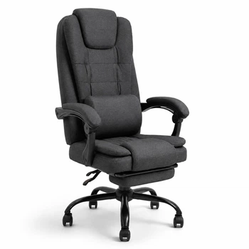 Кресло компьютерное FC-04 DEXON AXIS из ткани, с поясничной подушкой, с подставкой для ног, Темно-серый