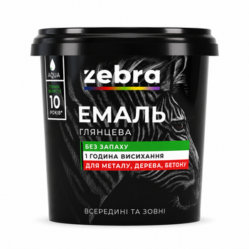 Эмаль акриловая для дерева и металла ZEBRA Aqua глянцевая 90 Черный RAL 9005 0.25 кг