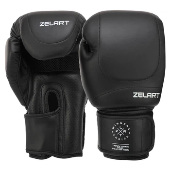 Перчатки боксерские тренировочные на липучке Zelart Fight Gear 7644 размер 10 унций Black