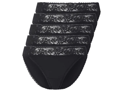 Трусики-слип набор 5 шт. хлопковые кружевные для женщины Esmara LYCRA® 473569-5 L Черный