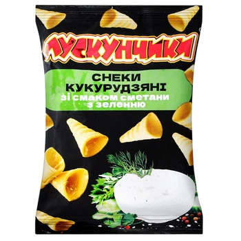 Снеки кукурудзяні Лускунчик Сметана з зеленю 130г