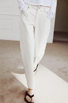 Джинси zw collection cigarette з середньою посадкою Zara 4676/047 M/38 Молочні (0467604725038)