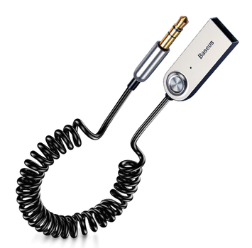 Автомобильный Bluetooth 5.0 AUX адаптер Baseus BA01 (CABA01-01) с микрофоном и Hands-Free / Беспроводной аудиоресивер 3.5 мм витой кабель