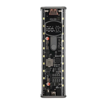 Корпус повербанка T8 черный на 8x18650 до 20000mAh с быстрой зарядкой QC/PD 65W, дисплеем и фонариком