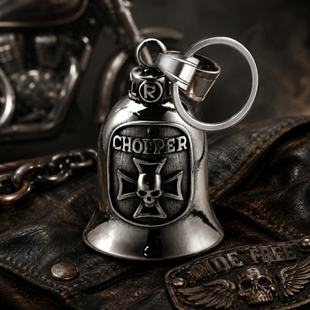 Мотоциклетный колокольчик удачи Chopper чоппер с крестом и черепом счастливый звонок брелок для байкеров