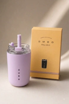 Термокружка з нержавіючої сталі з трубочкою SMEG 240мл ніжно фіолетова