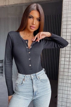 Боді жіноче однотонне чорного кольору Fashion розмір 42-44 (217834)