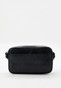 Сумка чоловіча (unisex) Calvin Klein camera bag крос-боді через плече чорна з тисненням