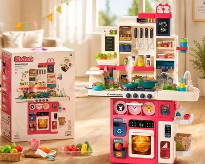 Велика дитяча кухня Kitchen WD-8824 висота 100 см , 69 предметів , з парою та циркуляцією води, світло звук