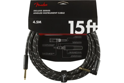 Кабель инструментальный FENDER CABLE DELUXE SERIES 15' ANGLED BLACK TWEED