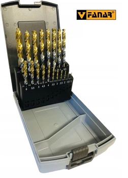 Набор сверл по металлу INOX Fanar CZW-19 HSSE TiN 1.0–10.0 мм 19 шт (2000011188665)