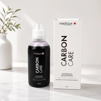 Отбеливающий ополаскиватель для полости рта MEDICA+ Carbon Care без спирта, 250 мл