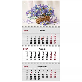 Календарь настенный квартальный 2027г. 3 пружины Magic Flowers 1, Axent 8803-27-25-A