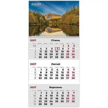 Календарь настенный квартальный 2027г. 1 пружина Mountains 2, Axent 8801-27-5-A