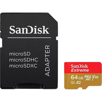 Карта пам'яті SanDisk Extreme microSDXC 64GB UHS-I U3 A2 V30 + SD Adapter (SDSQXAH-064G-GN6AA) [174298]