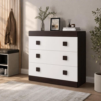 Комод Эверест Соната-1 80×38×75 см, Венге темный + Белый, с 3 выдвижными ящиками, комод для одежды, белья и хранения вещей в спальню, гостиную, прихожую