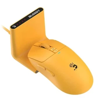 Миша бездротова Bloody R72 Ultra Tower, Yellow, док-станція, USB 2.4GHz, оптична (сенсор Alpha 20K), до 20 000 cpi, 350 IPS, 40G, 7 програмованих кнопок, акумулятор 300 mAh