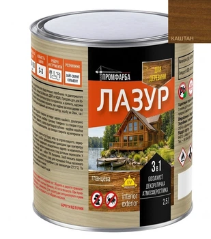 Лазур для деревини ПРОМФАРБА каштан 2.5л
