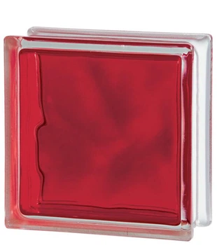 Стеклоблок яркоокрашенный красный Brilly Red Wave 1919/8