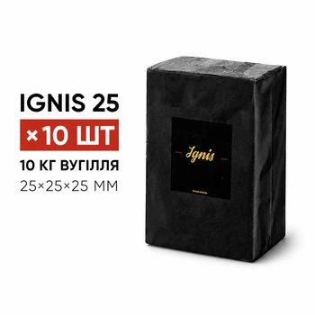 Кокосовый уголь для кальяна Ignis 25 мм 10 кг (10 упаковок, целлофан)