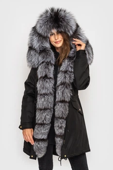 Парка Sifurs з хутром чорнобурки XXL Чорна (М10-90-ЧБ-Ч)