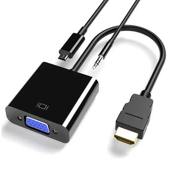 Адаптер HDMI на VGA 20 см з аудіо виходом і живленням Stone перехідник (ST-SC053)
