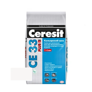 Суміш для заповнення швів Ceresit до 6 мм 100 білий CE33 Plus 5 кг