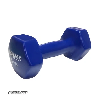 Гантель EasyFit 5 кг 1 шт с виниловым покрытием синяя цельная литая неразборная для фитнеса (YL5-0BL)