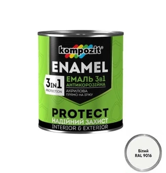 Емаль антикорозійна Kompozit PROTECT 3в1 біла 2,7кг