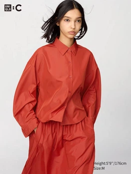 Легкая рубашка UNIQLO на пуговицах 1159839852 (Оранжевый XS)