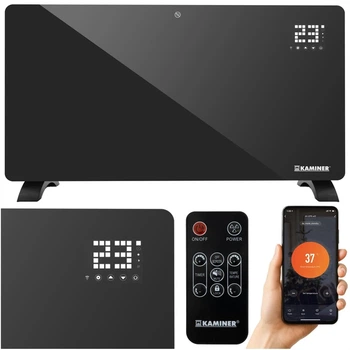 Электрический стеклянный конвектор Kaminer Zelva 2500 Вт Wi-Fi с пультом, черный (26572)