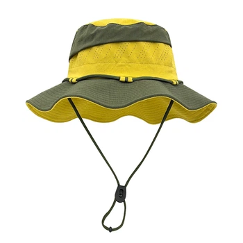 Панама туристическая водостойкая с широкими полями UPF 50+ Yellow and Green