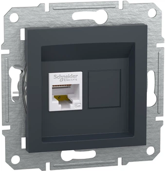 Розетка комп'ютерна RJ45 UTP кат. 5Е Schneider Electric Asfora Антрацит EPH4300171