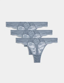 Набір трусиків Marks&Spencer стринги thongs 10(38) 3 шт blue grey 0267