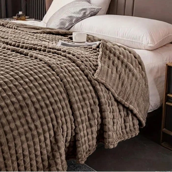 Плед м’який на диван і ліжко Soft Square LUX 200х230см (Євро), теплий фактурний плед-покривало Шоколад