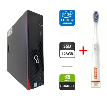 Компьютер Fujitsu Esprimo D757 E85 SFF / Intel Core i7-6700 (4 (8) ядра по 3.4 - 4.0 GHz) / 16 GB DDR4 / 128 GB SSD / nVidia Quadro K1200, 4 GB GDDR5, 128-bit б/у + Подарок Умная интерактивная зубная щетка Colgate Connect M1 / Bluetooth