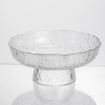 Фруктовница на ножке Ice Textured 15 см с ледяной текстурой стекла Yiwu HP-34-88